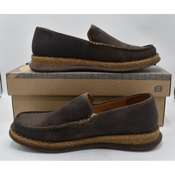 Born Mens Size 11 Baylor Dark Grey Distressed Suede Slip On‎ Loafers Shoes main image 7